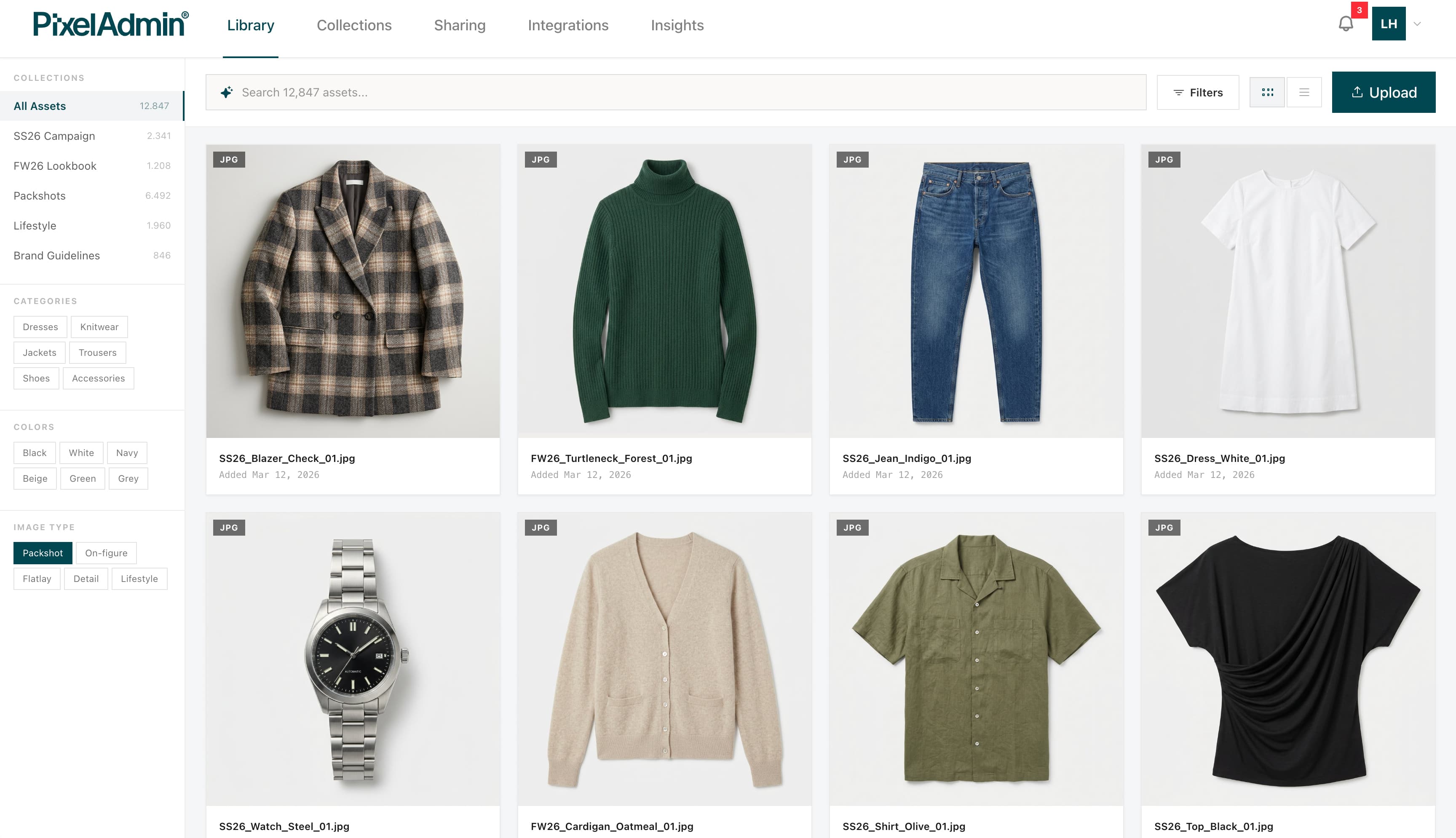 PixelAdmin Digital Asset Management dashboard