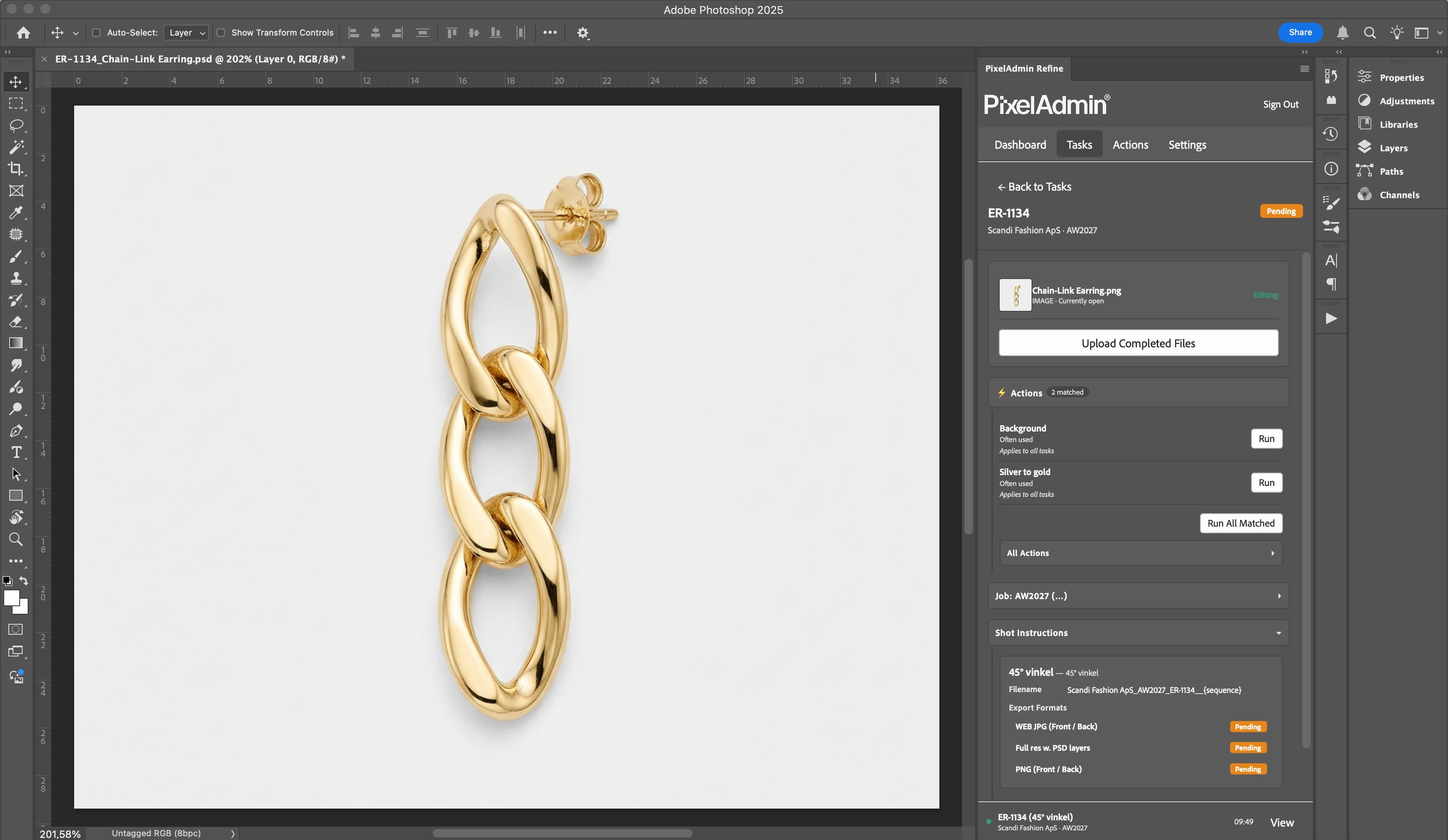PixelAdmin Refine panel integrated in Adobe Photoshop