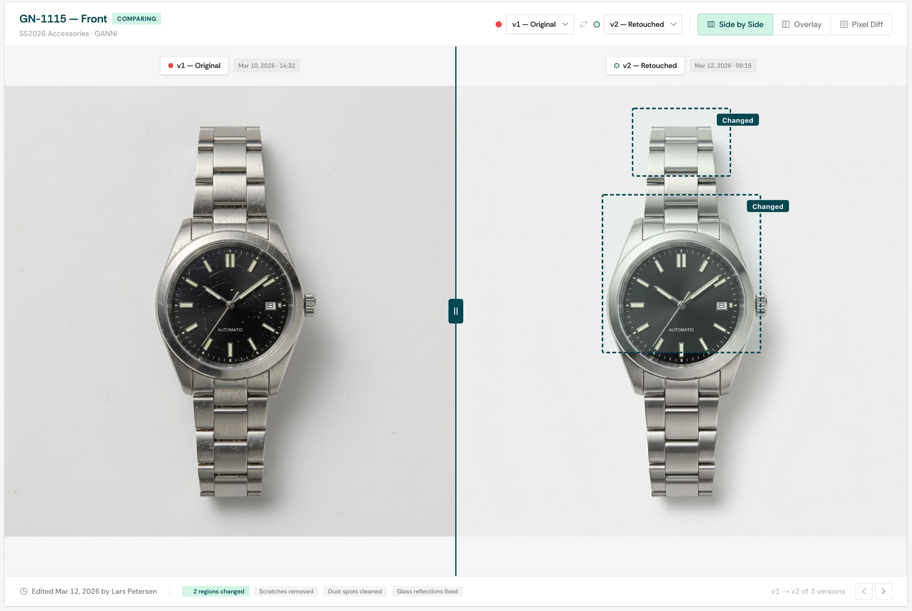 Version comparison in PixelAdmin