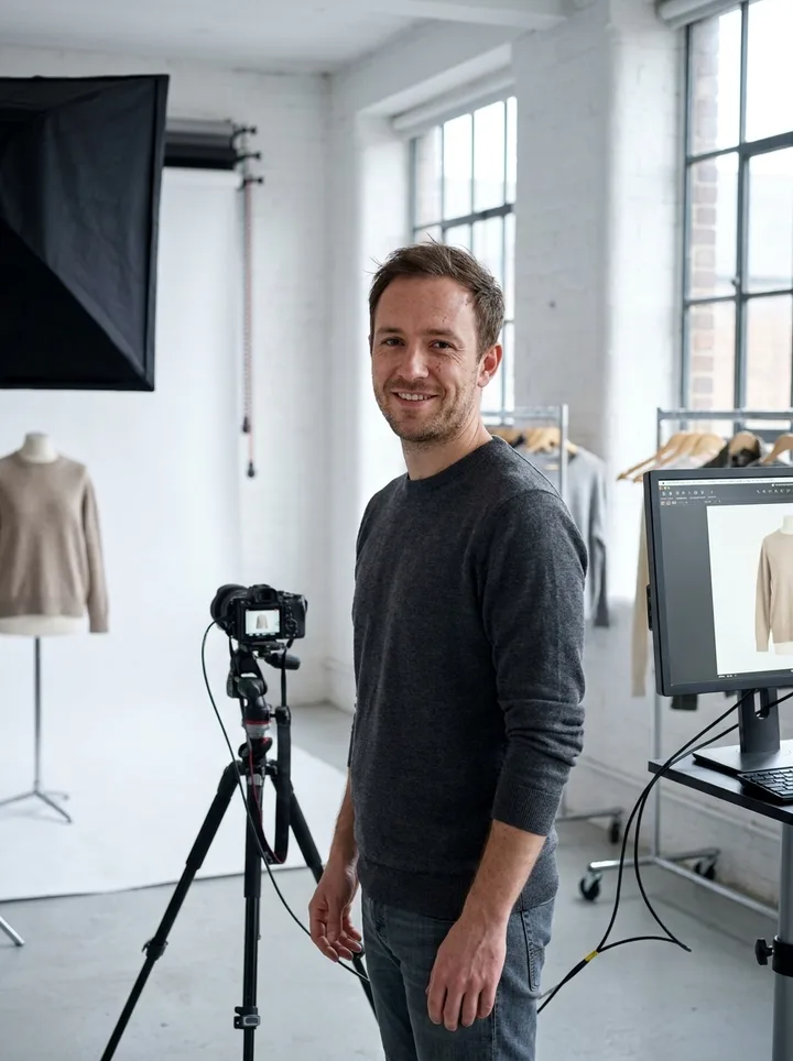 employee working in a bright loft studio